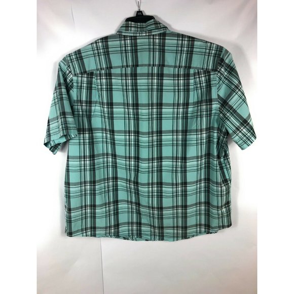 George Classic Fit Men's 3XL Button Up Short Sleeve Green Black Cotton Shirt A17 - Picture 4 of 4